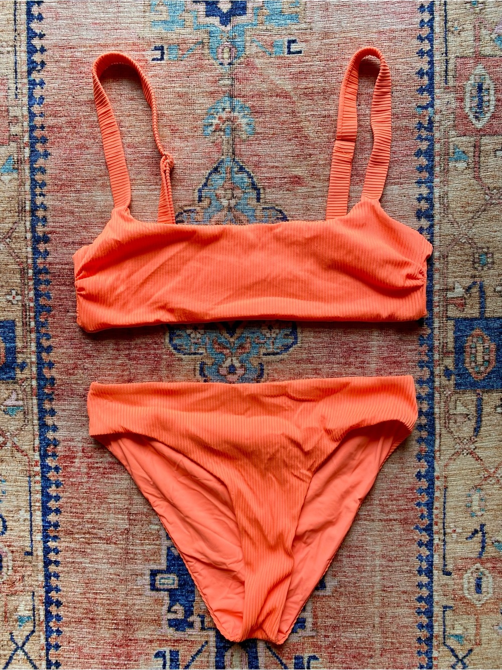 Ribbed neon orange Two-Piece Bikini